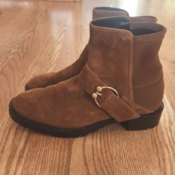 EUC Stuart Weitzman Luxering Suede Ankle Bootie in Brown, Size 6.5 - Picture 2 of 11